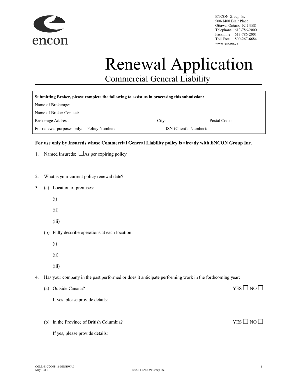 Renewal Application