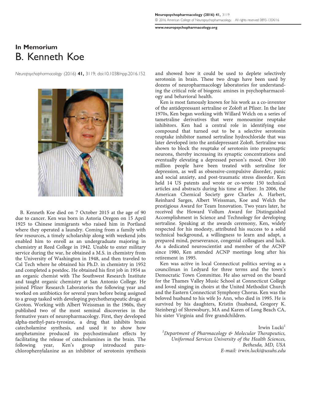 B. Kenneth Koe