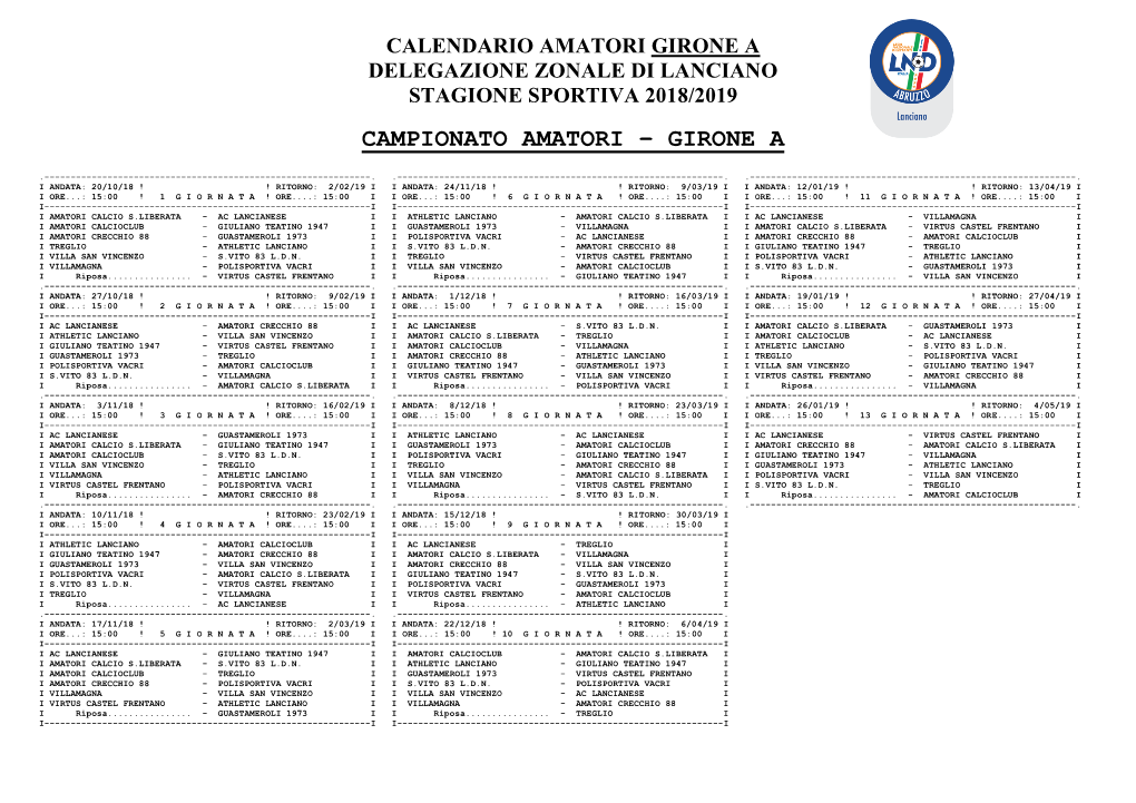 Campionato Amatori – Girone A