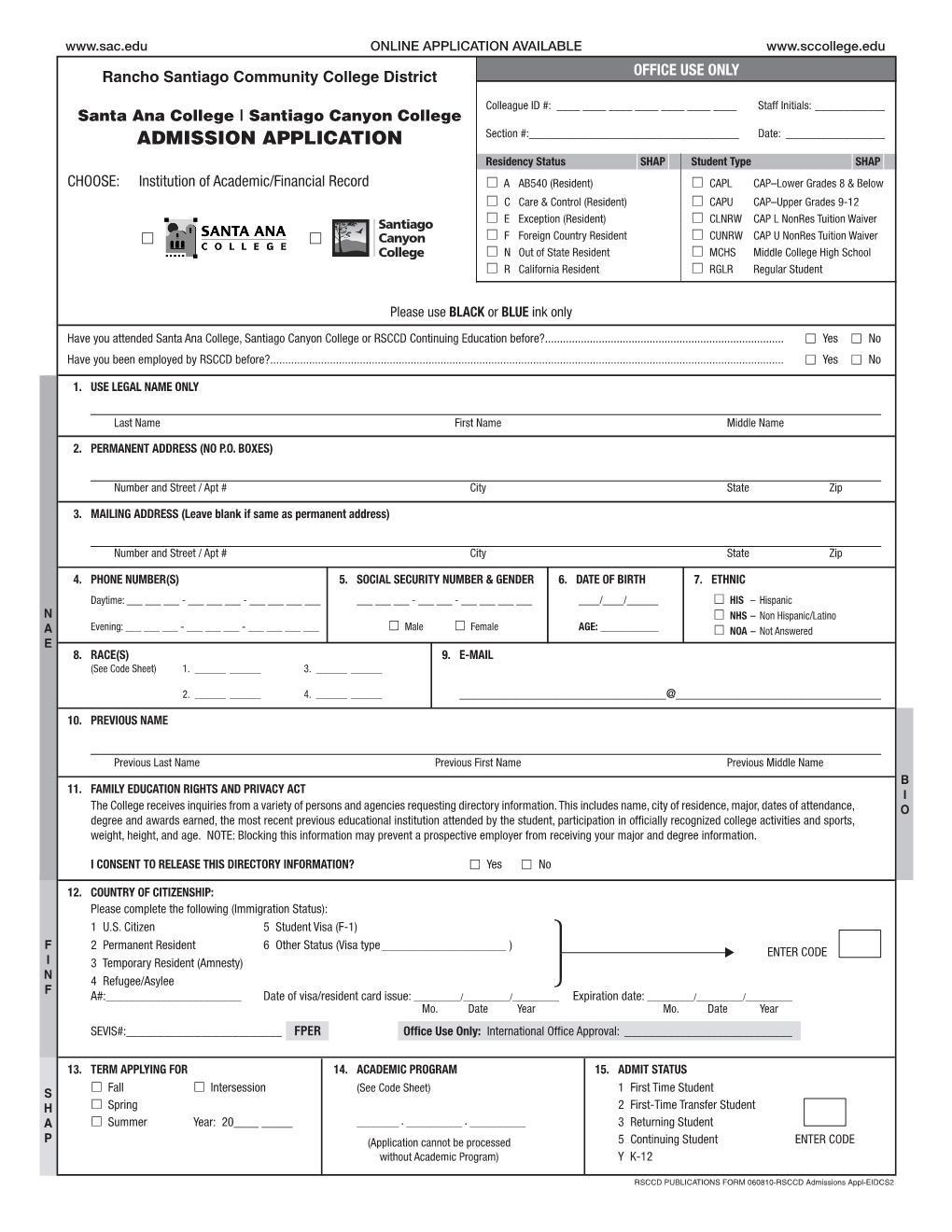 RSCCD Admissions Appl 6.30.10 1St PROOF