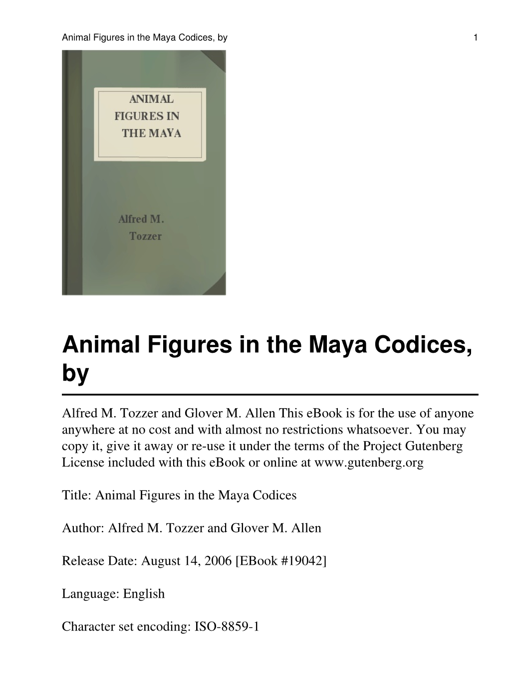 Animal Figures in the Maya Codices, by 1