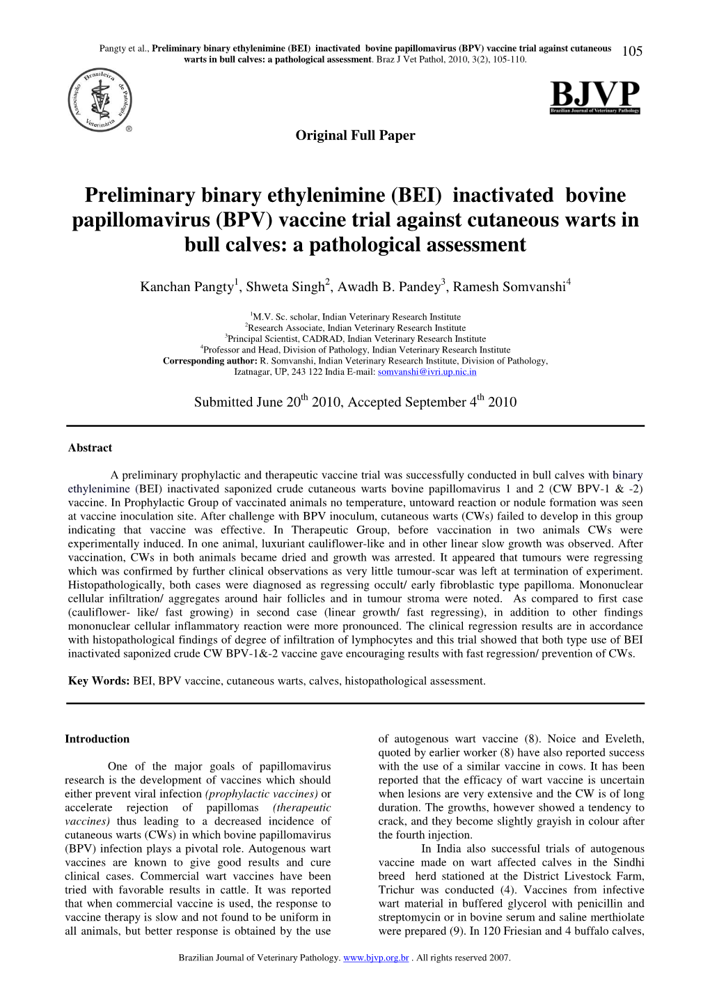 Inactivated Bovine Papillomavirus (BPV) Vaccine Trial Against Cutaneous 105 Warts in Bull Calves: a Pathological Assessment