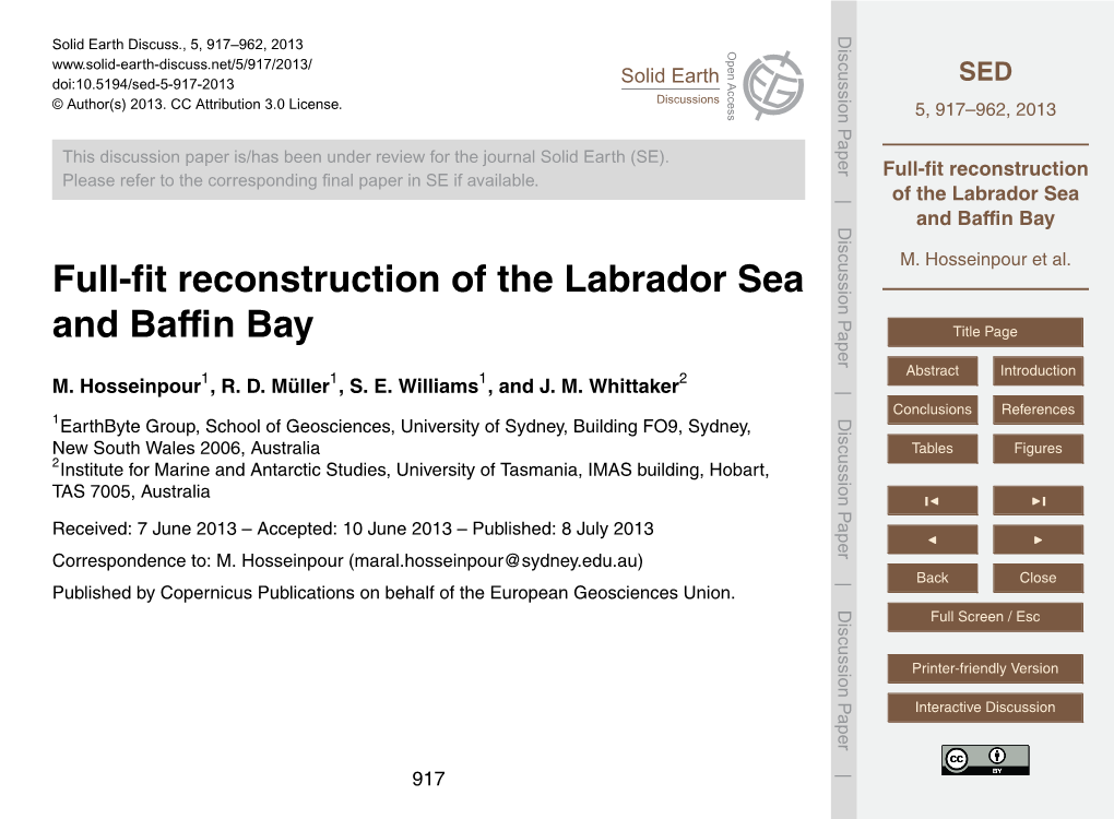 Full-Fit Reconstruction of the Labrador Sea and Baffin