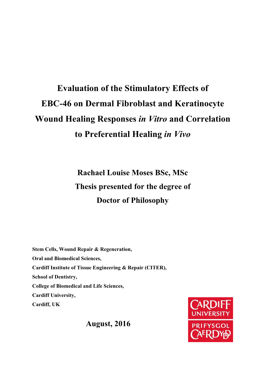 Evaluation of the Stimulatory Effects of EBC-46 on Dermal Fibroblast And