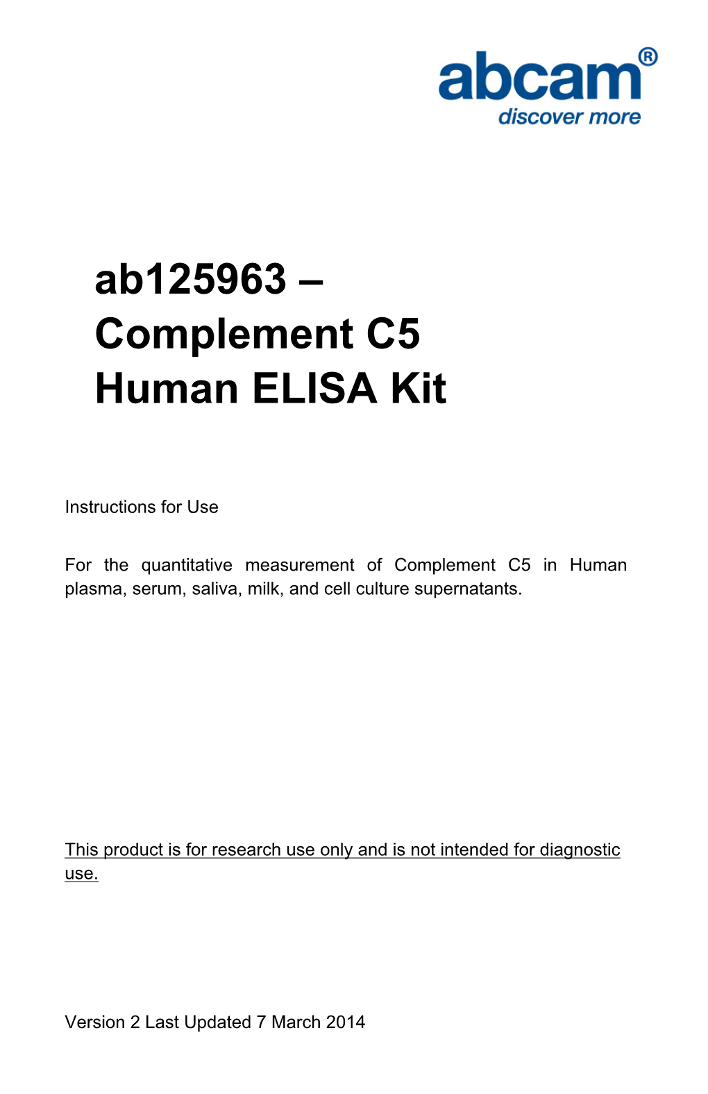 Complement C5 Human ELISA Kit