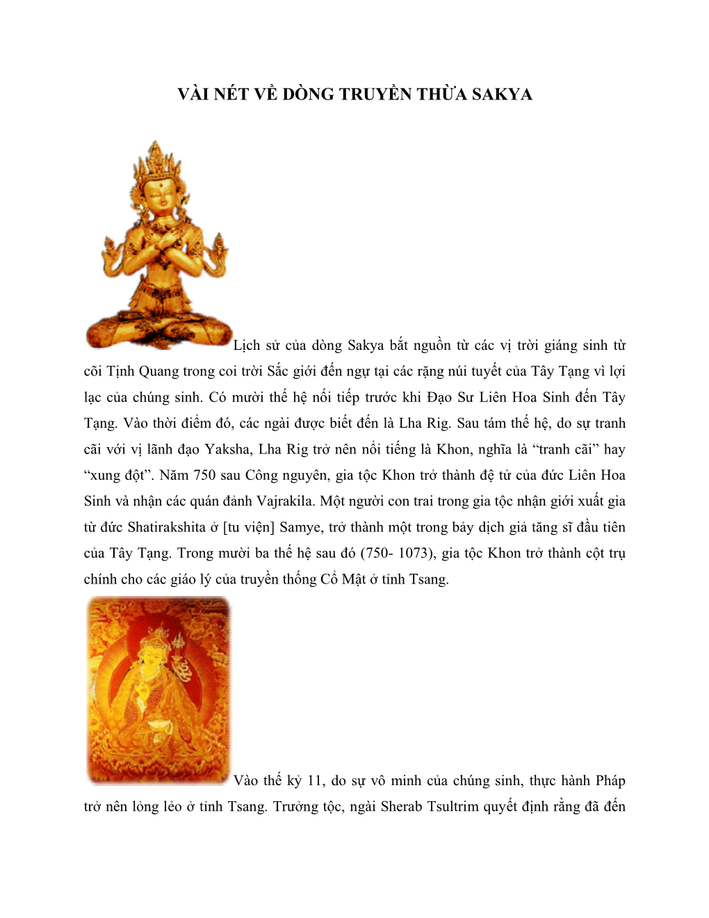 Vài Nét Về Dòng Truyền Thừa Sakya
