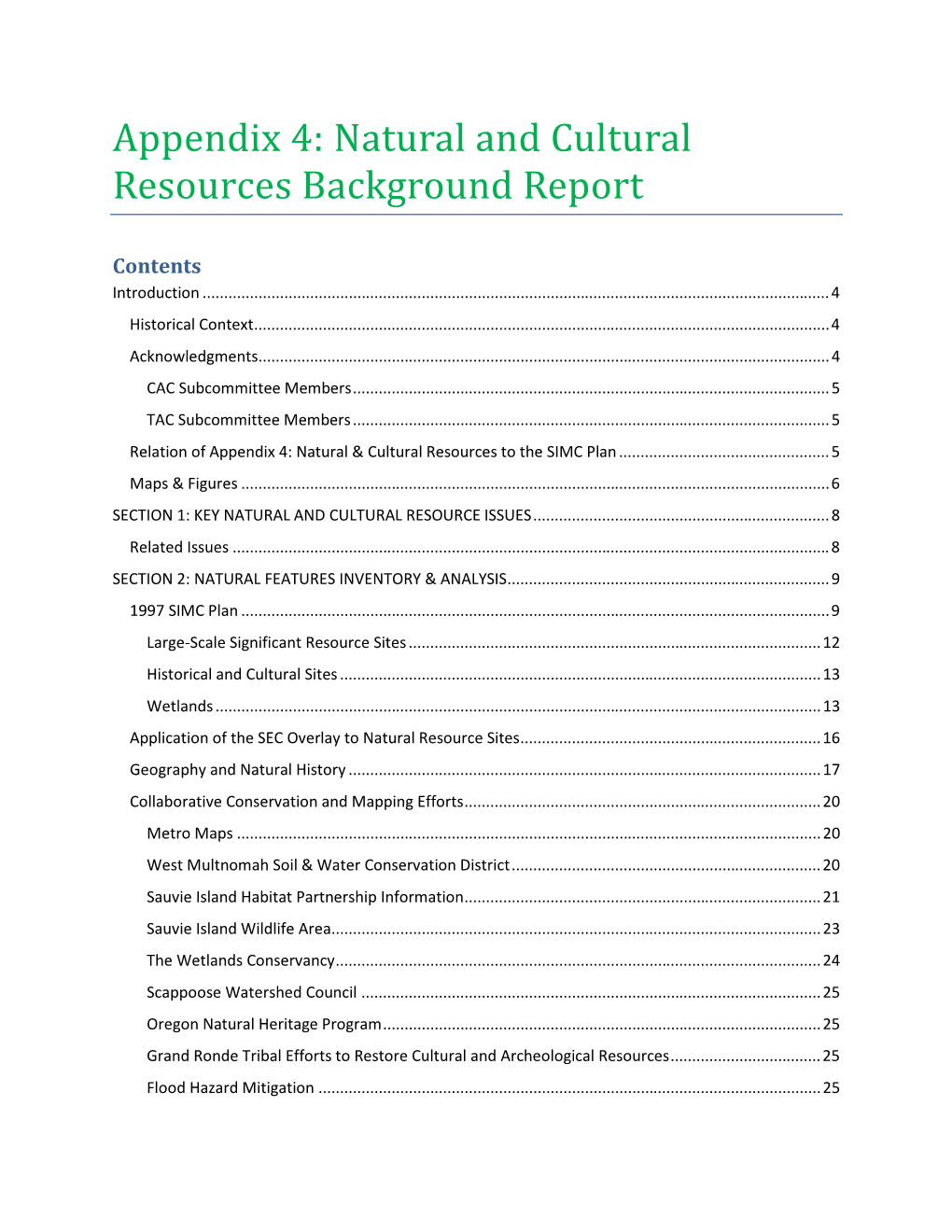 Natural and Cultural Resources Background Report