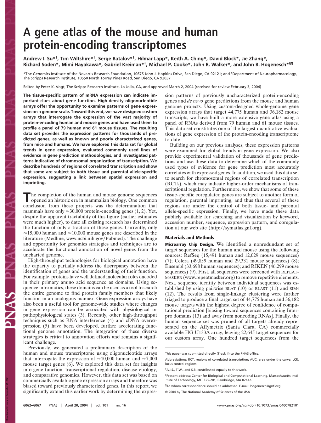 A Gene Atlas of the Mouse and Human Protein-Encoding Transcriptomes