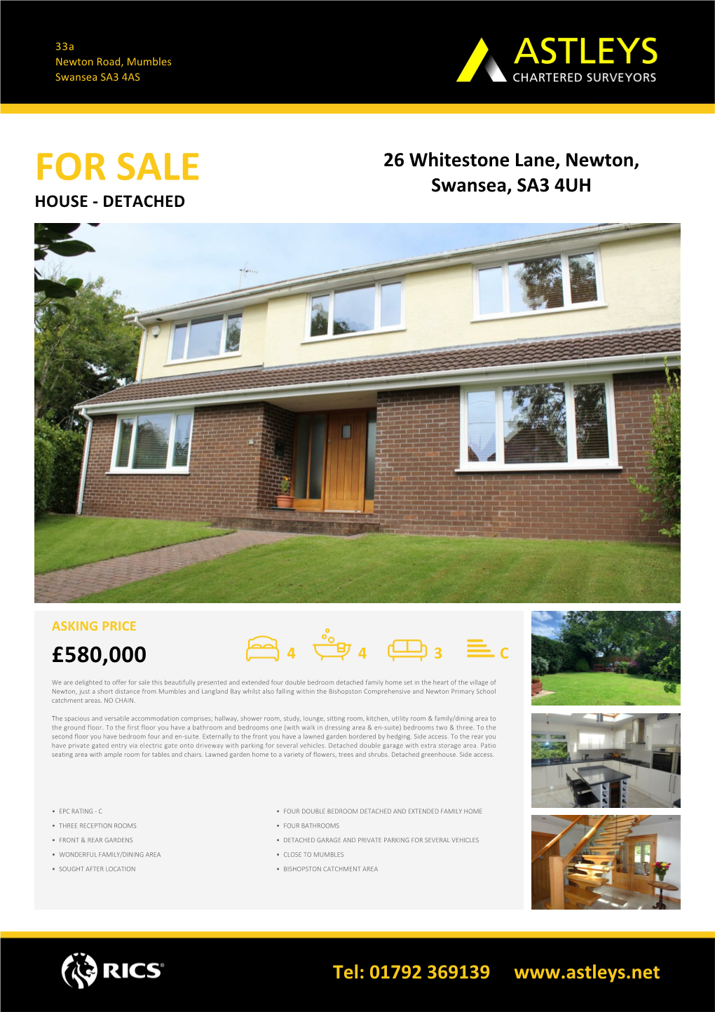 DETACHED £580000 26 Whitestone Lane, Newton, Swansea