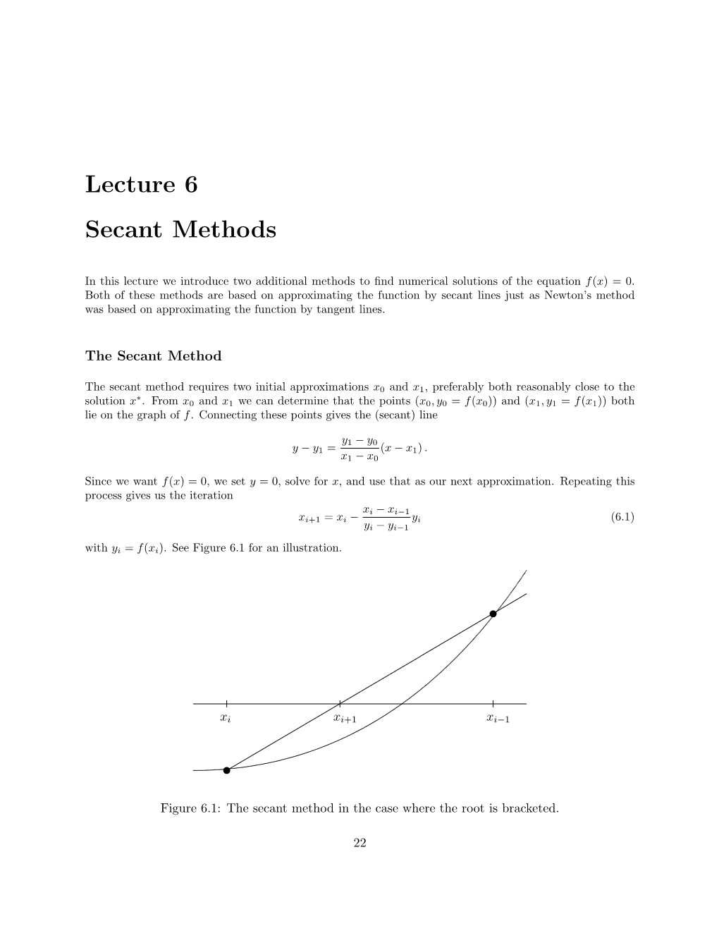 Lecture 6 Secant Methods