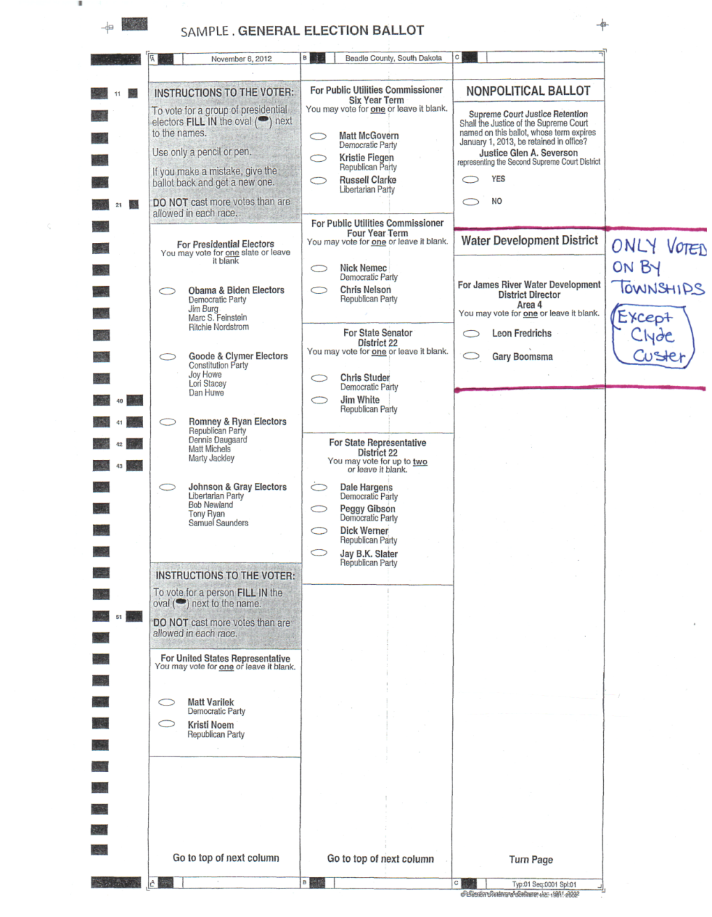 Sample Ballot General Election 2012