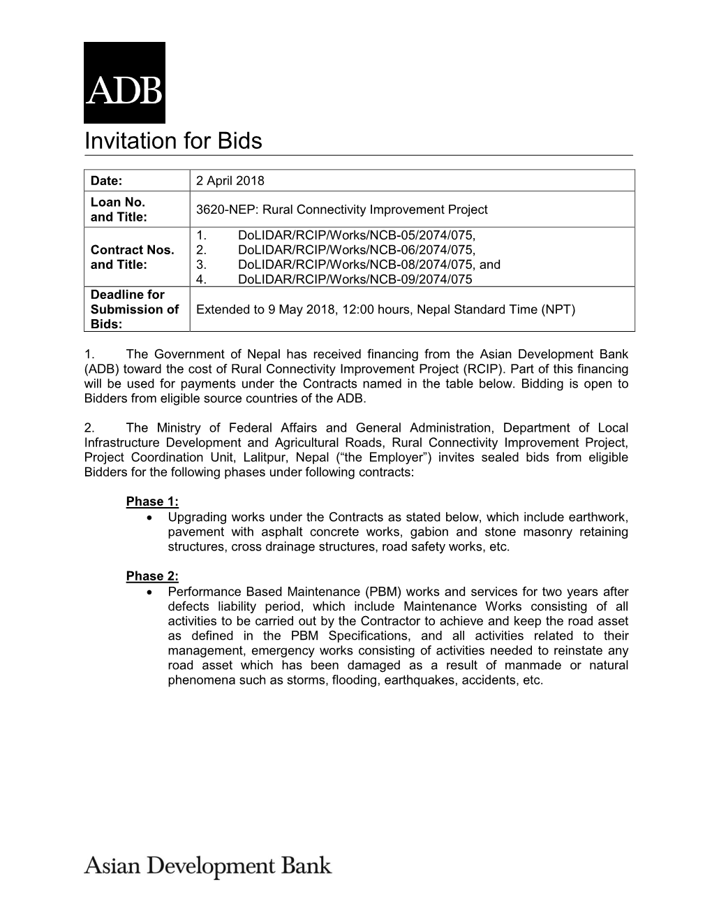 Rural Connectivity Improvement Project and Title: 1