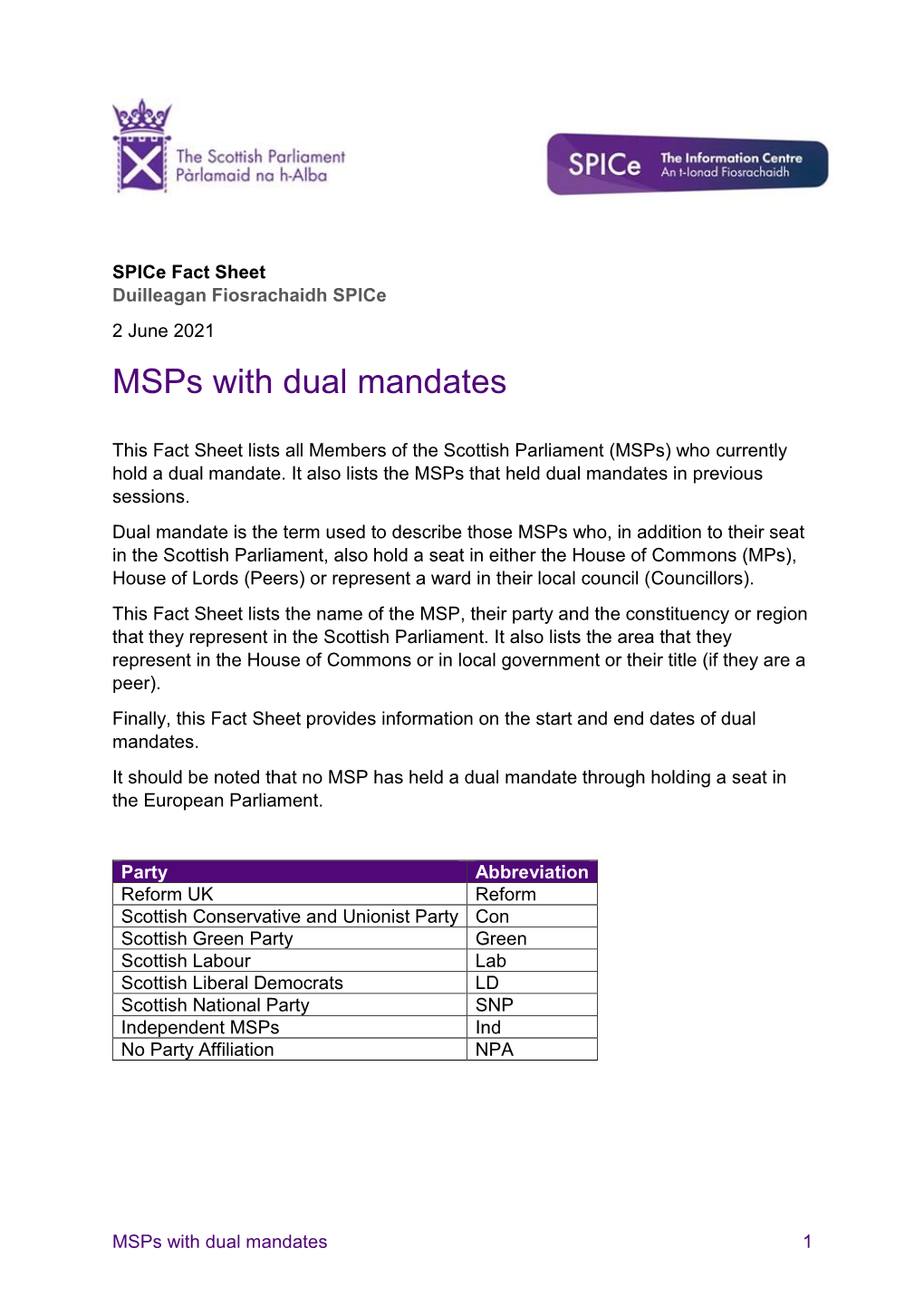 Msps with Dual Mandates