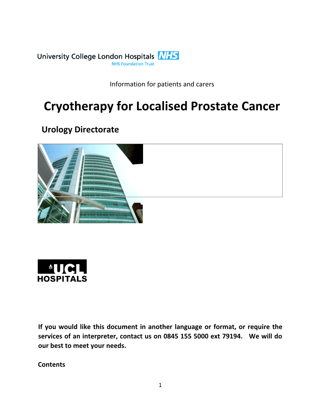 Cryotherapy for Localised Prostate Cancer