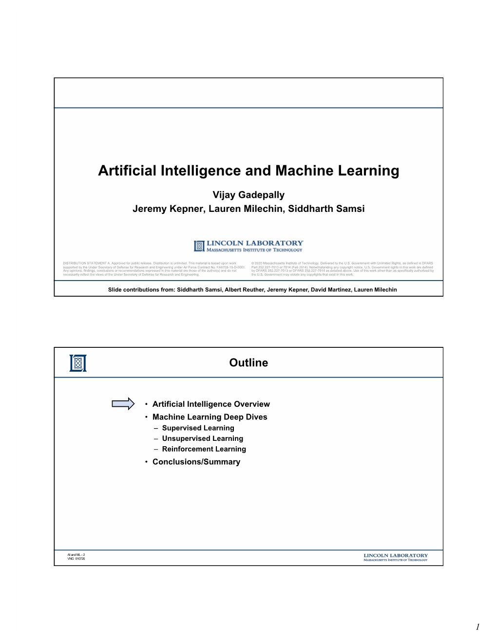 Mathematics of Big Data and Machine Learning: Artificial Intelligence And