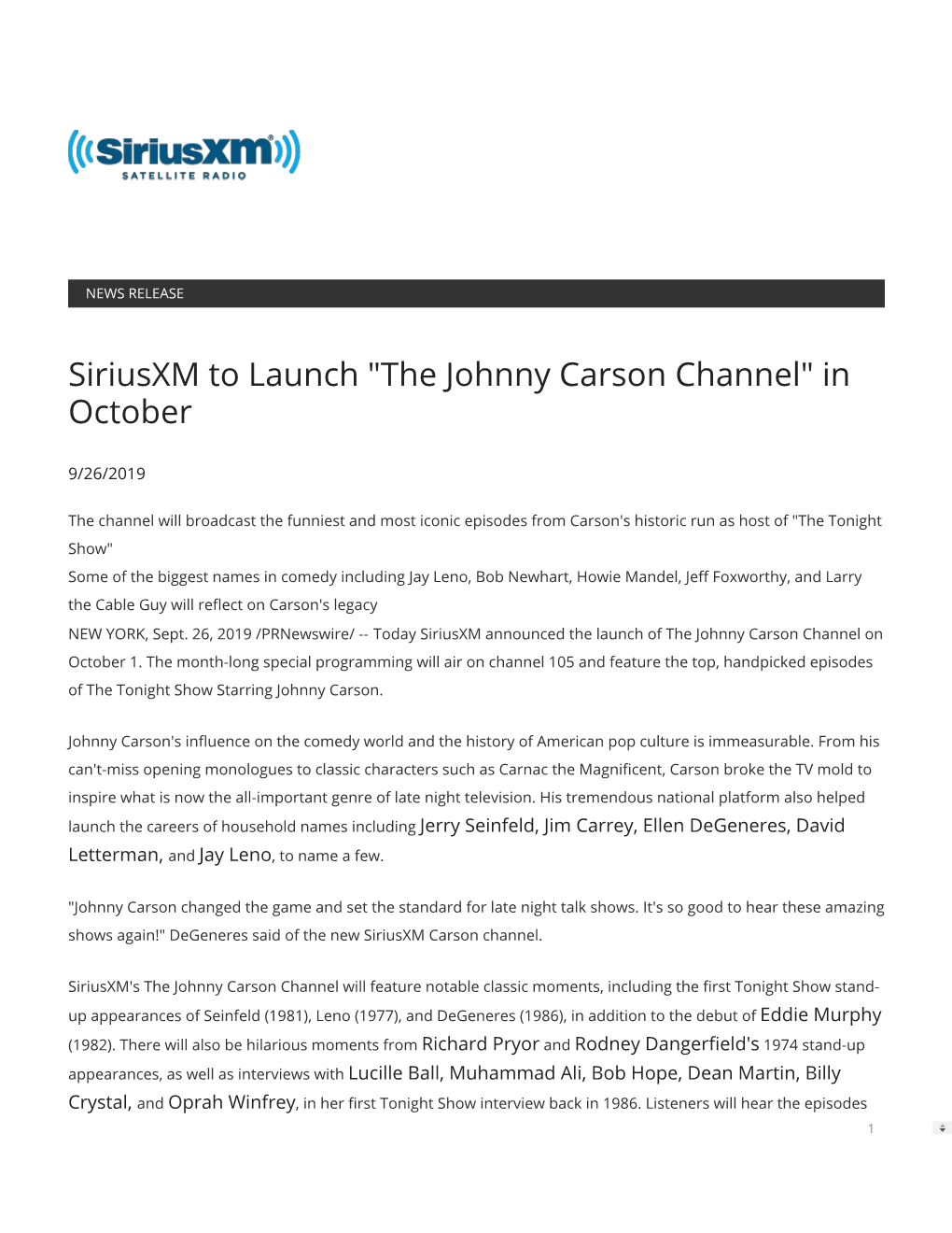 Siriusxm to Launch 