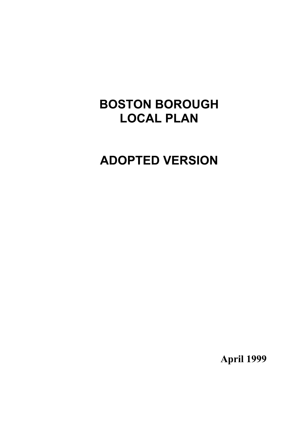 Boston Borough Local Plan 1999.Pdf