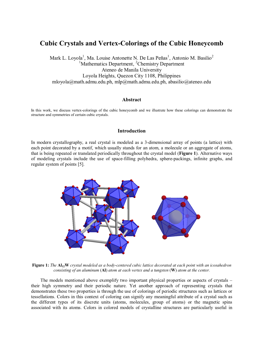 Cubic Crystals and Vertex-Colorings of the Cubic Honeycomb