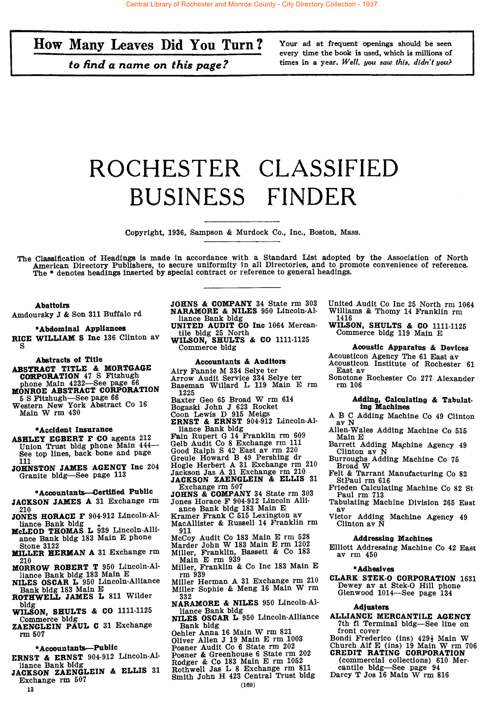 Rochester Classified Business Finder