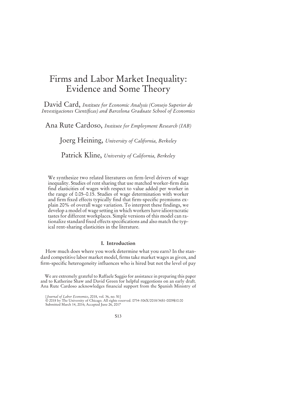 Firms and Labor Market Inequality: Evidence and Some Theory