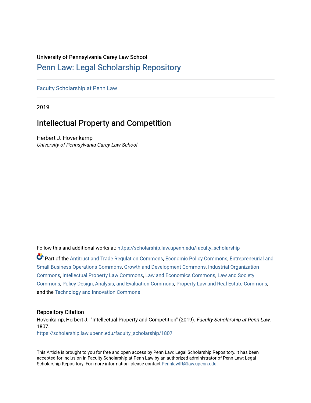 Intellectual Property and Competition