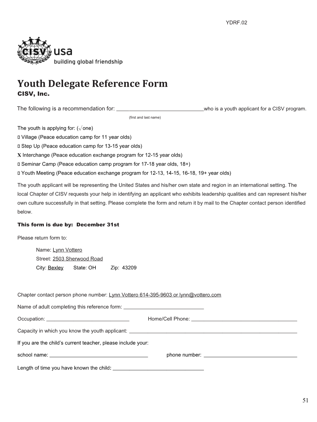 Child Delegate Form