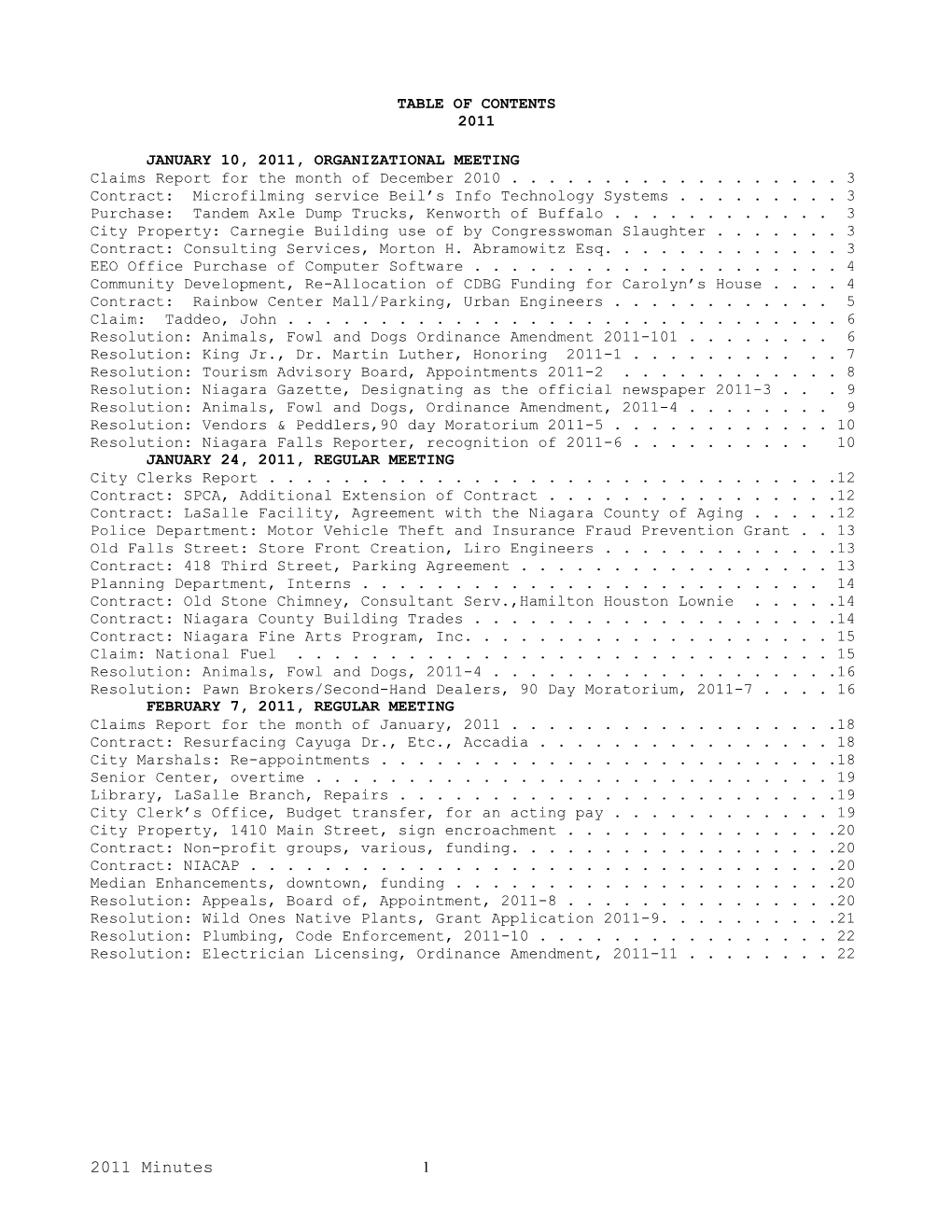 Table of Contents 2011