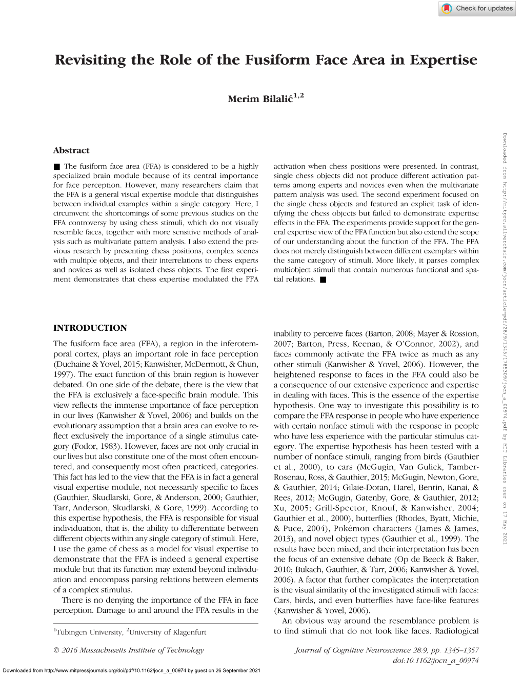 Revisiting the Role of the Fusiform Face Area in Expertise