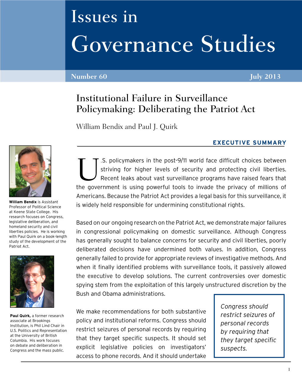 Issues in Governance Studies