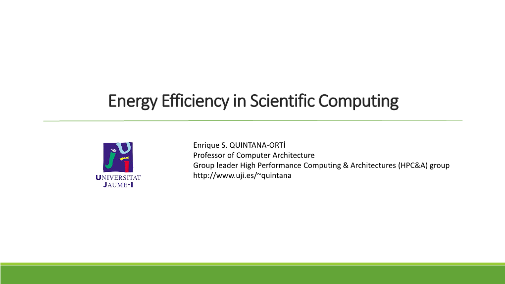 Energy Efficiency in Scientific Computing