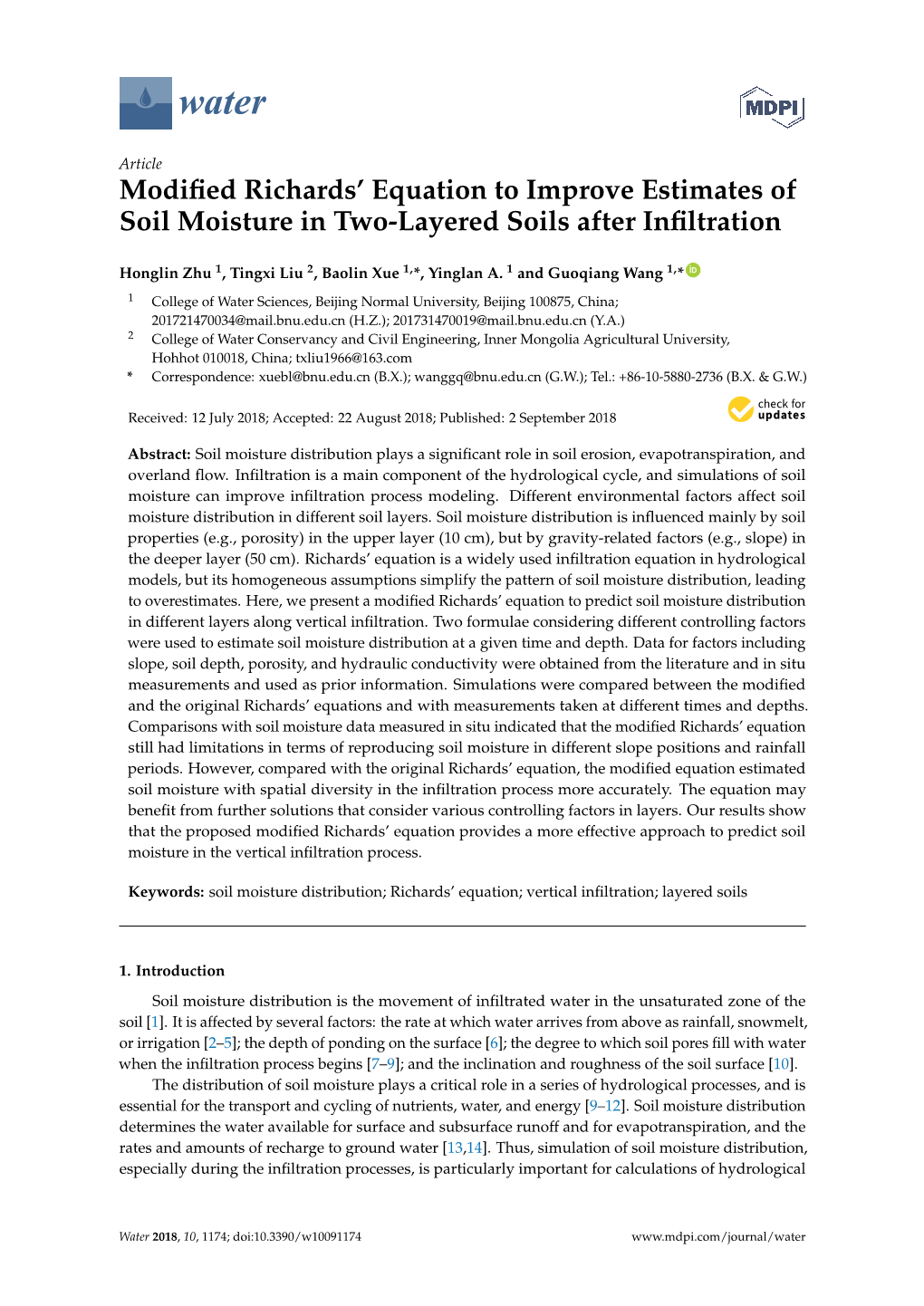 Modified Richards' Equation to Improve Estimates of Soil Moisture