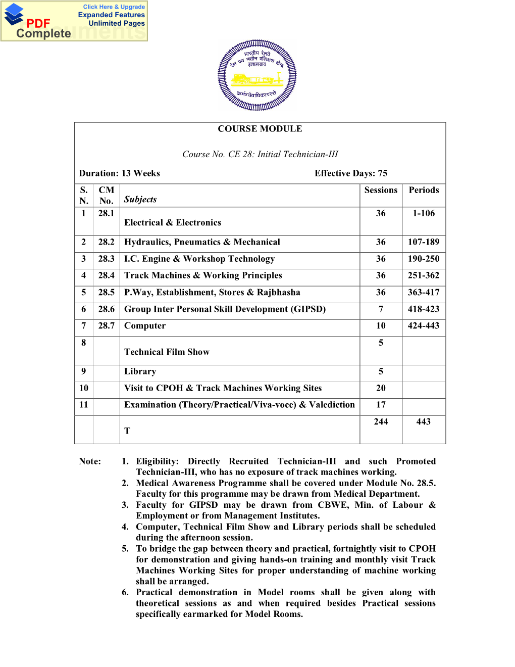 Initial Tech. Training (CE-28)