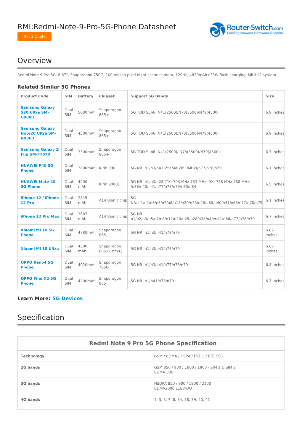 RMI:Redmi-Note-9-Pro-5G-Phone Datasheet