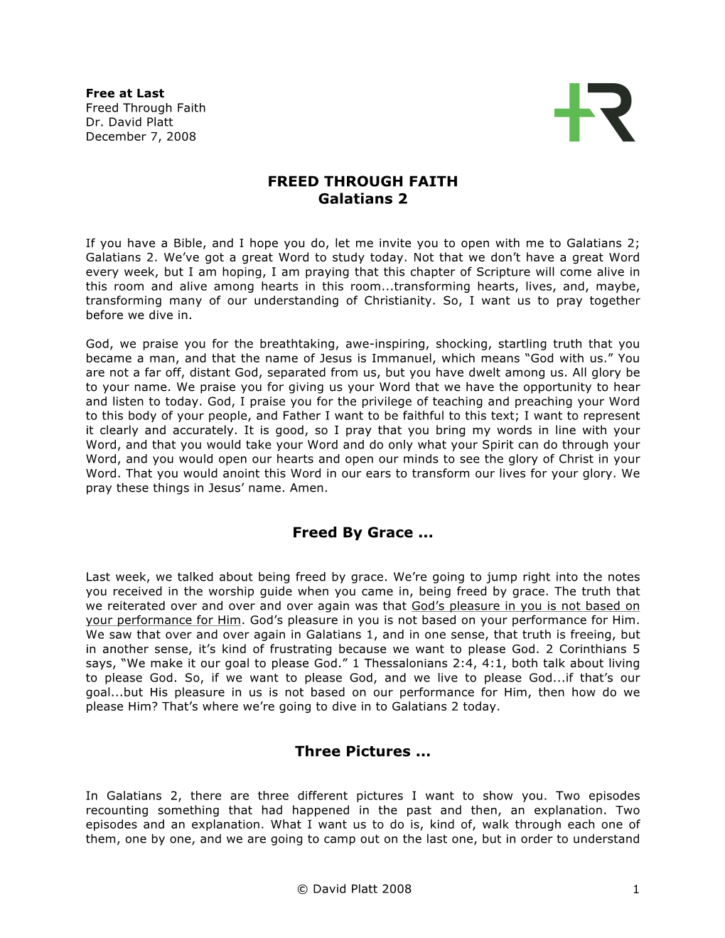 FREED THROUGH FAITH Galatians 2