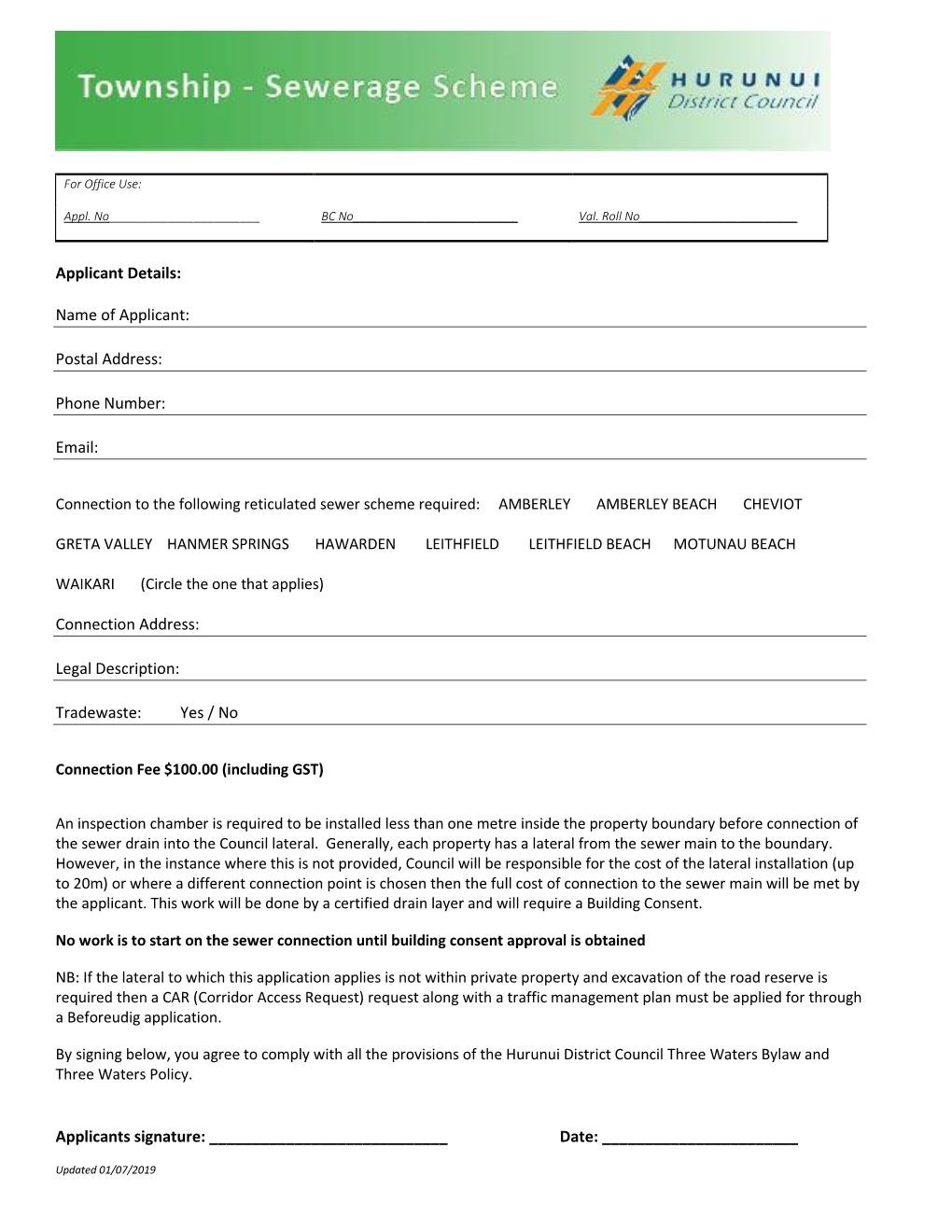 Wastewater Connection Form