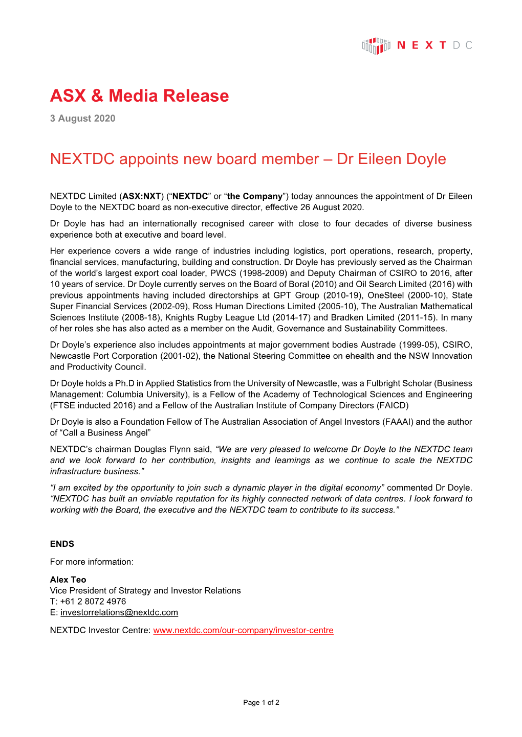 NEXTDC FY19 Results Announcement