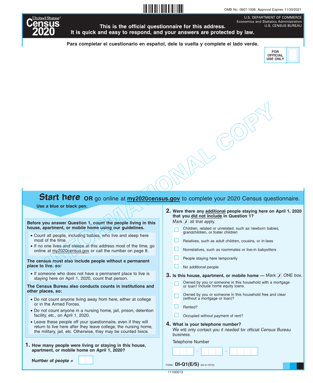 2020 Census Informational Bilingual Questionnaire