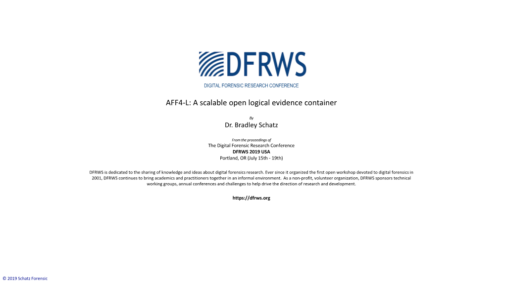 AFF4-L: a Scalable Open Logical Evidence Container