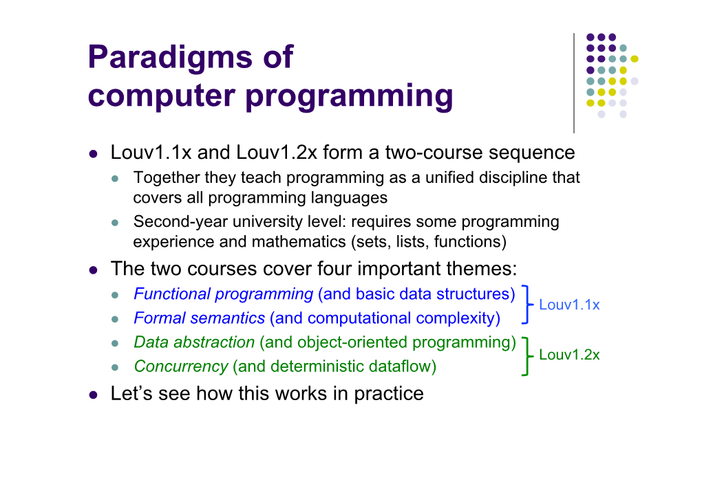 Paradigms of Computer Programming