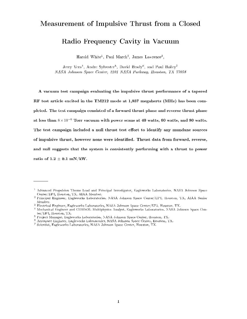 Measurement of Impulsive Thrust from a Closed Radio Frequency Cavity