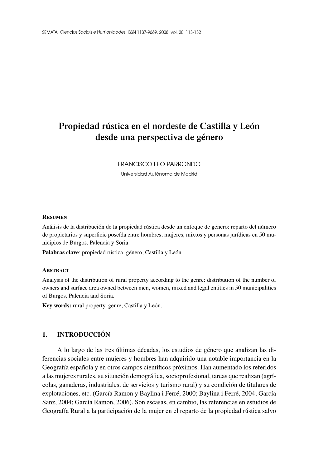 Propiedad Rústica En El Nordeste De Castilla Y León Desde Una Perspectiva De Género