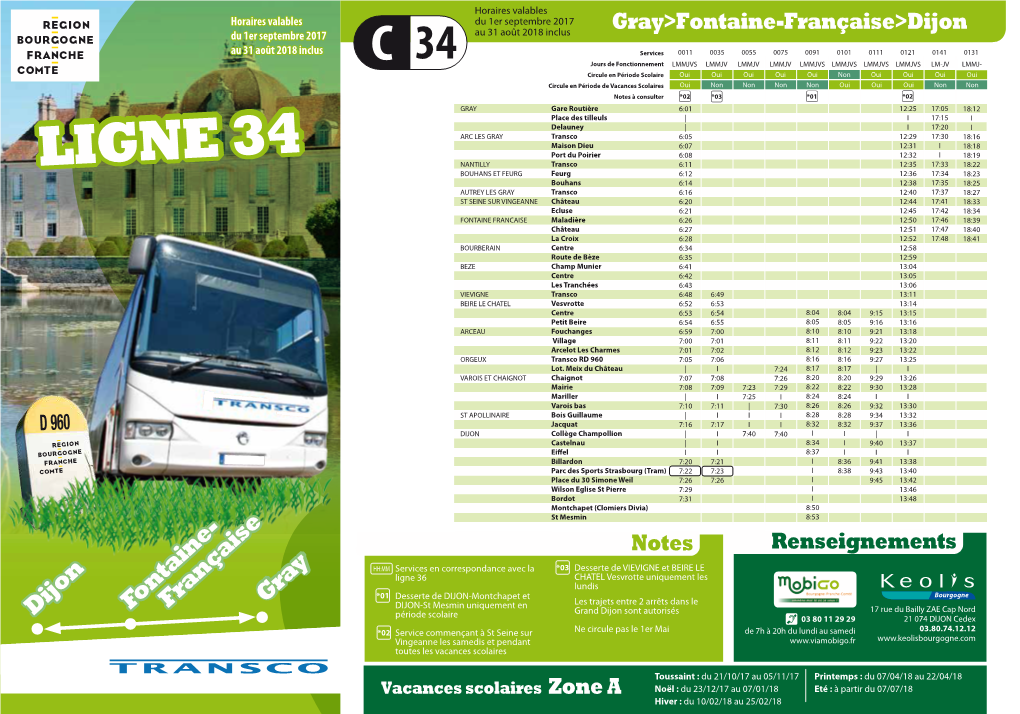 Fiche Horaire Ligne 34