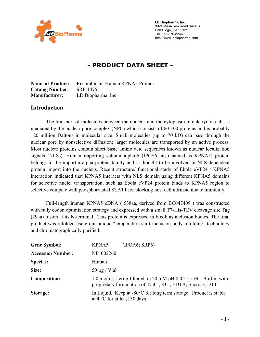 Product Data Sheet