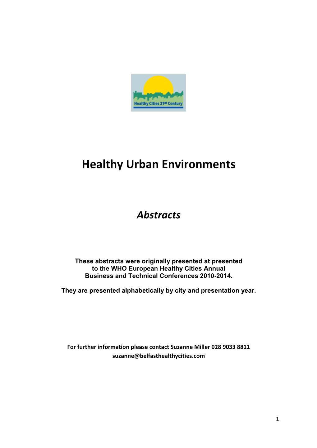 Healthy Urban Environments