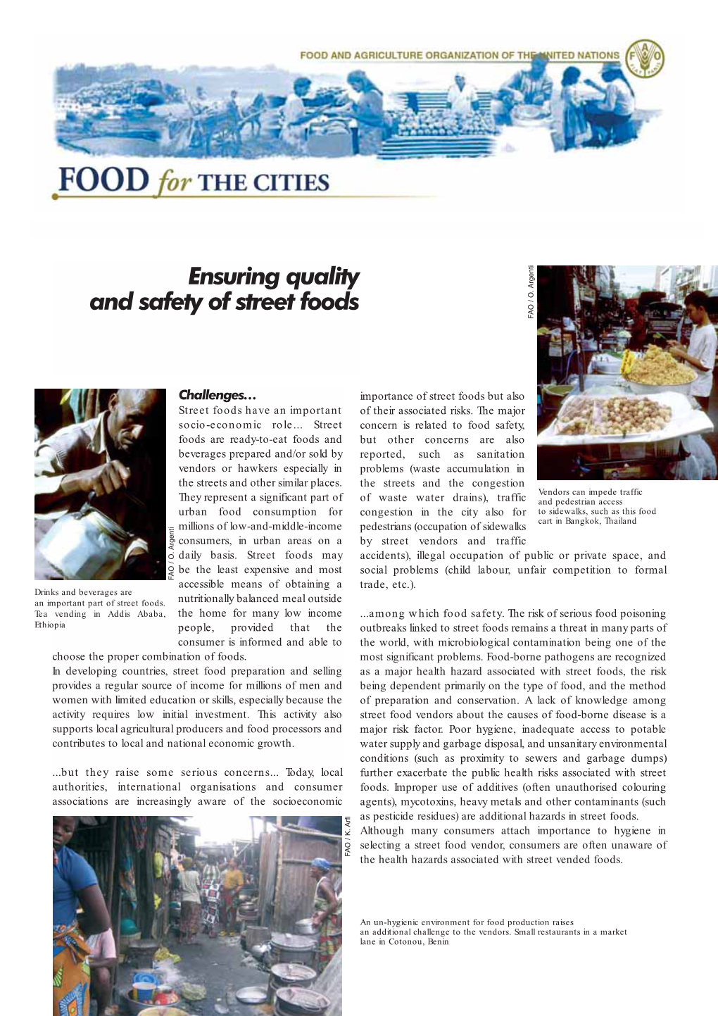 Ensuring Quality and Safety of Street Foods FAO / O