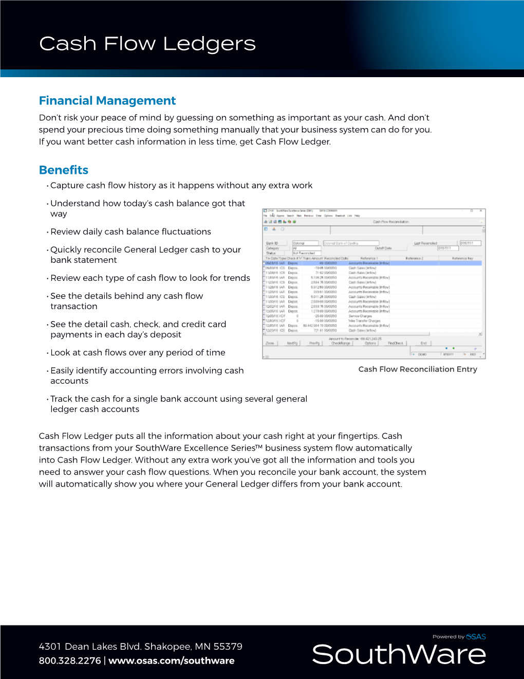 Cash Flow Ledgers | Southware