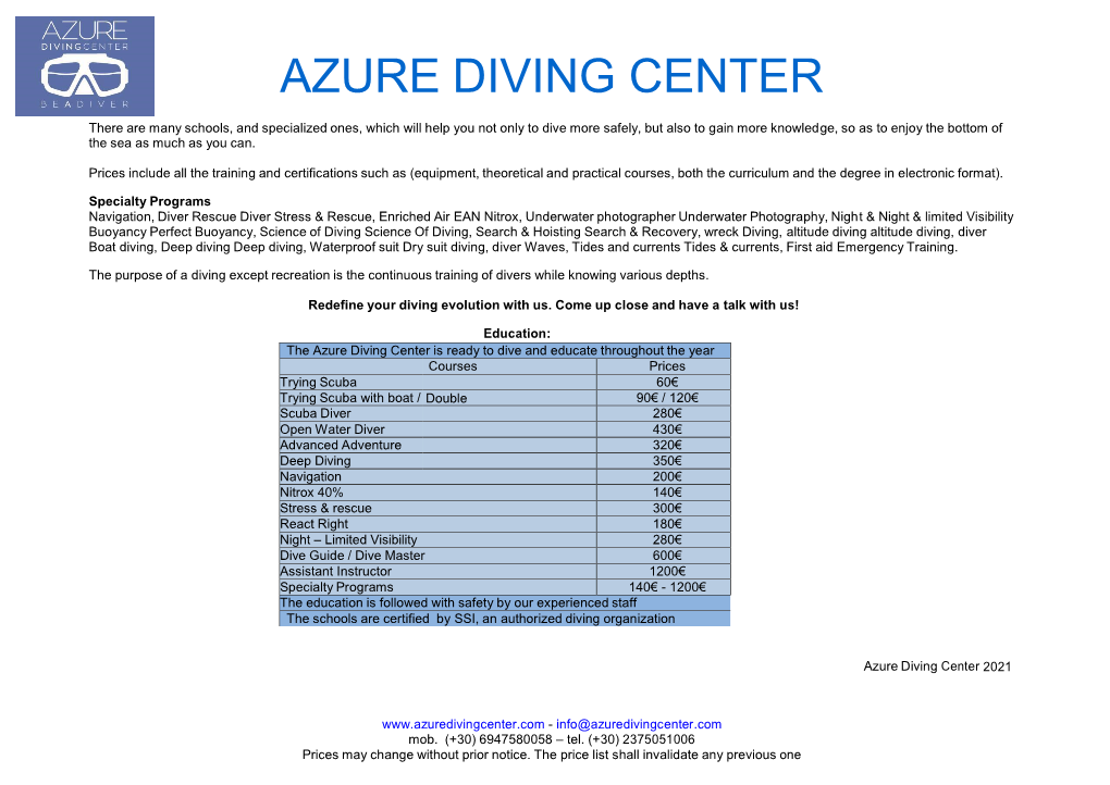 Azure Diving Center