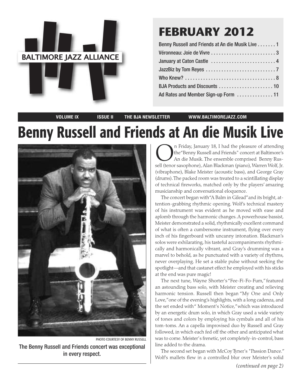 Benny Russell and Friends at an Die Musik Live