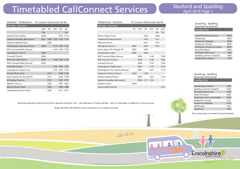 Timetabled Callconnect Services April 2016 Page 1