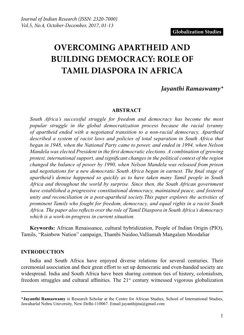 Role of Tamil Diaspora in Africa